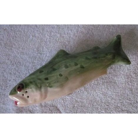 Vietri Ceramic Green Bass Trout Fish Pepper Shaker Italy