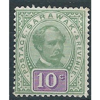 Sarawak 1891 SG15 10c Green & Purple Mounted Mint....