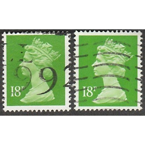 1971-96 Machin 18p.Value. Bright Green.One Centre Phos Band. Fine Used