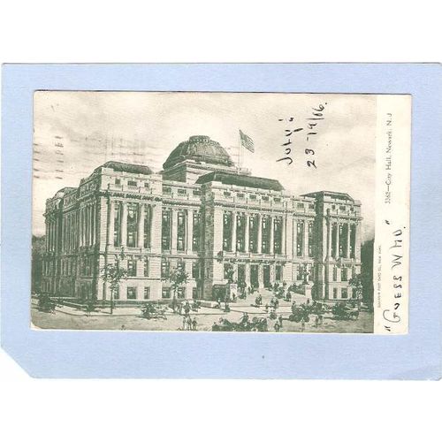 New Jersey Newark City Hall Street Scene Horses & Wagons~906