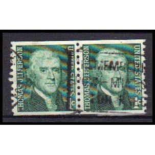 Used 1299 1c Thomas Jefferson Fine Pair KA6201