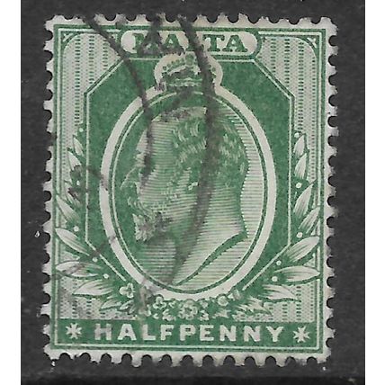 MALTA 1904 ED 7th 1/2d GREEN SG 47 FINE USED#4