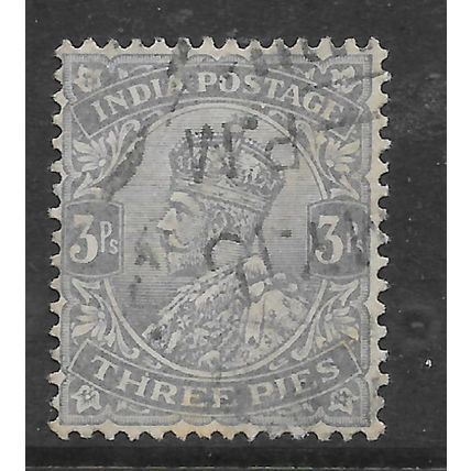 INDIA 1911 3p GREEN SG 152 FINE USED#4
