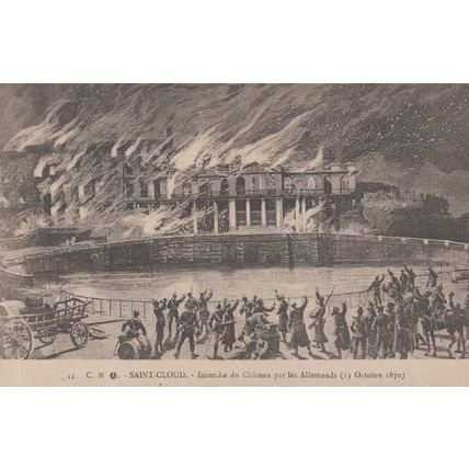 Saint Cloud Incendre Du Chateau Par Les Allemands Antique Postcard