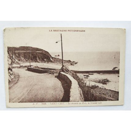 vintage postcard Saint Cast, la Decente au Port