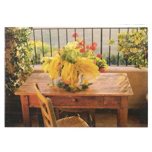 FLOWERS ON A TABLE . French used postcard 2005 #