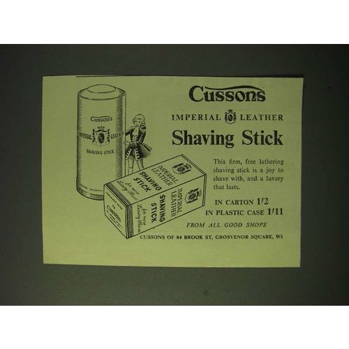 1955 Cussons Imperial Leather Shaving Stick Ad