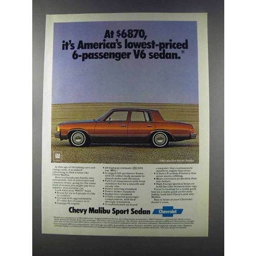 1981 Chevy Malibu Sport Sedan Ad - At $6870