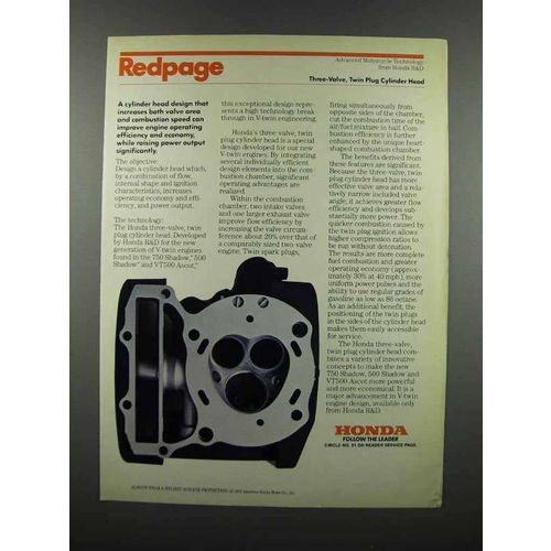 1983 Honda Three-Valve, Twin Plug Cylinder Head Ad