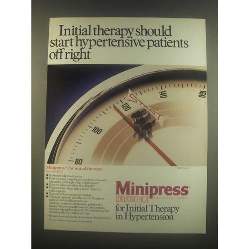 1985 Pfizer Minipress (prazosin HCI) Ad - Hypertensive
