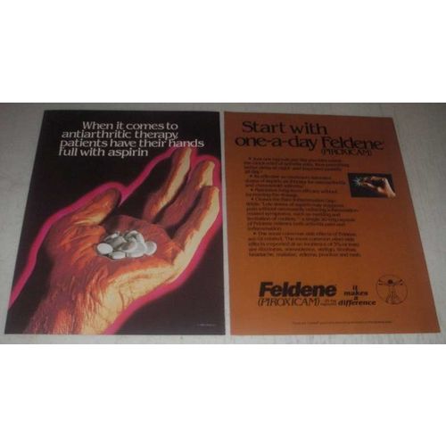 1985 Pfizer Feldene Ad - Antiarthritic therapy patients have their hands full