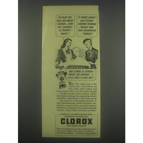 1946 Clorox Bleach Ad - I'm glad you told me about Clorox