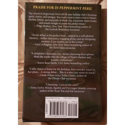 In Peppermint Peril by Joy Avon (2018, HB/DJ, A Book Tea Shop Mystery #1)