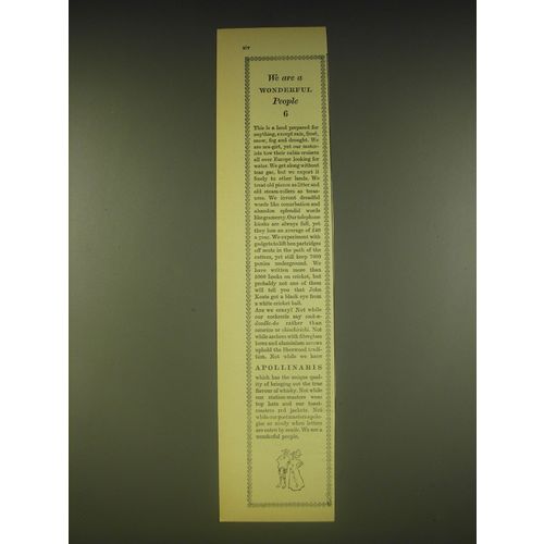 1963 Apollinaris Water Ad - We are a wonderful people 6