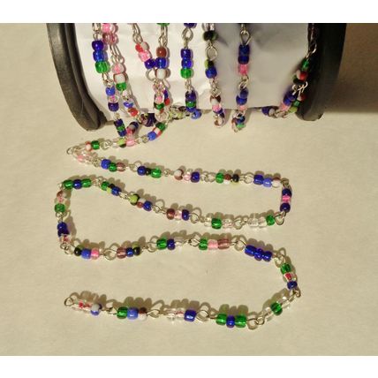 Multi color seed bead rosary chain 1 Yard Jewelry Making Crafting bdc03