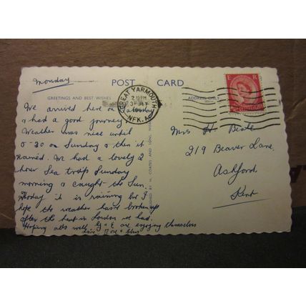 VENETIAN WATERWAYS, GT. YARMOUTH, NORFOLK used vintage postcard 1961 pm =