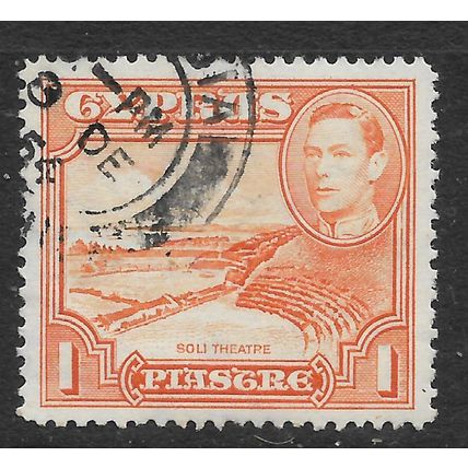CYPRUS 1938 1pi SOLI THEATRE ORANGE SG 154 FINE USED