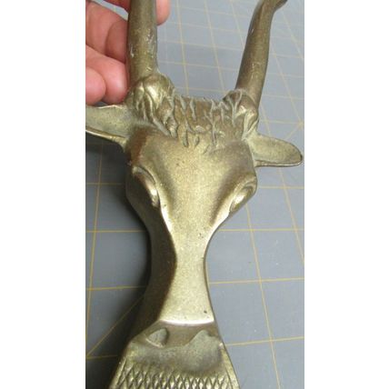 ANTQUE BRASS BOOTJACK STEER BULL HEAD BOOT PULLER WESTERN COWBOY BOOTS