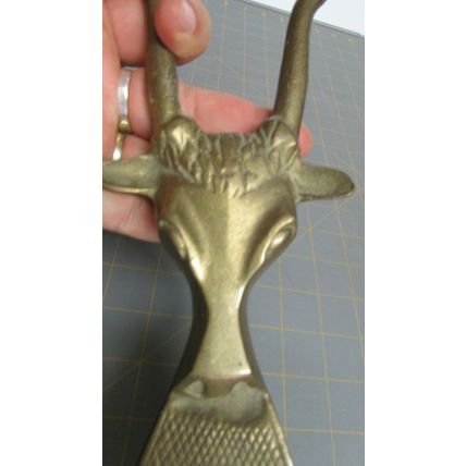 ANTQUE BRASS BOOTJACK STEER BULL HEAD BOOT PULLER WESTERN COWBOY BOOTS