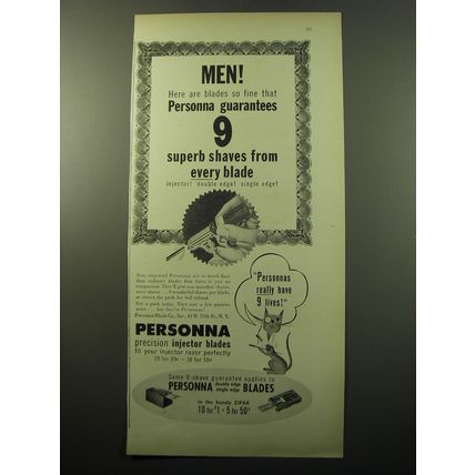 1950 Personna Razor Blades Ad - Men! Here are blades so fine