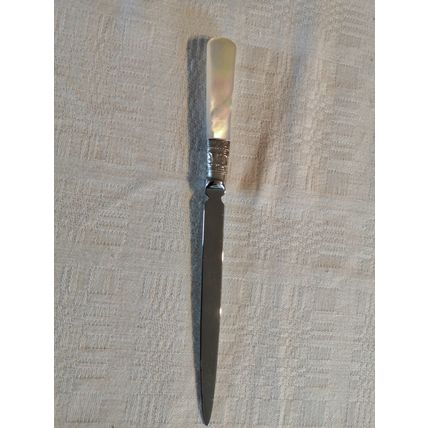 Vintage / Classic, 18cm Letter Opener - Mother of Pearl Handle + Silver Ferrule