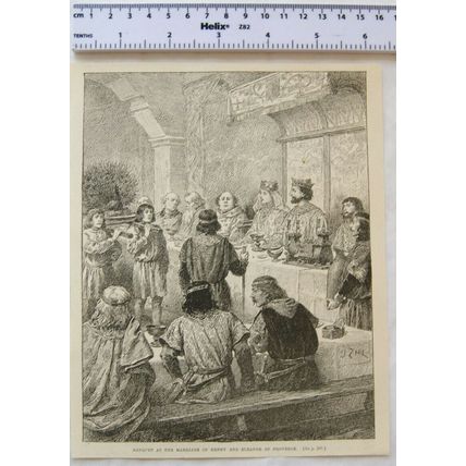 Vintage engraving: Banquet at the marriage of Henry and Eleanor of Provence
