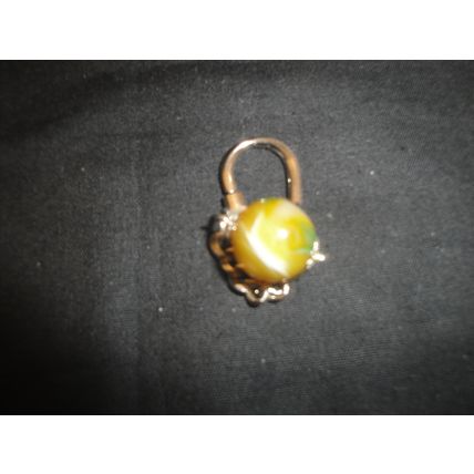 Fab 16mm yellow green white agate globe carabiner keyring