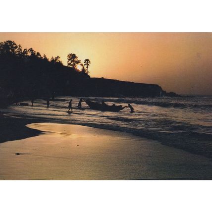 Bakua Fishermen Fishing African Sunset Boats Africa Postcard