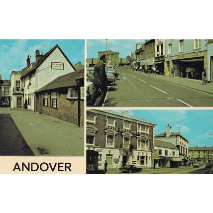 Andover The George Pub White Hart Hotel Inn 1970s Postcard