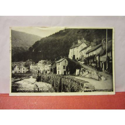 LYNMOUTH VILLAGE, DEVON used vintage postcard 1955 pm =
