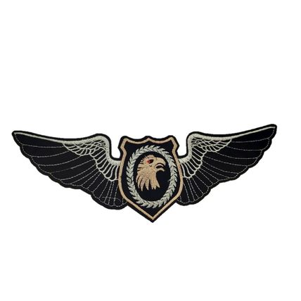 Iron On Patch Eagle Head & Wings 25 cm x 9 cm Motif Biker Punk Rock Goth P082