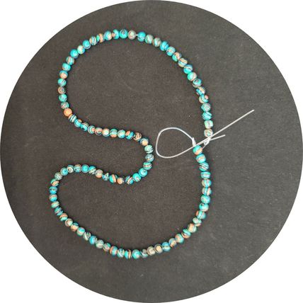 Blue Malachite 4mm Round Natural Stone Bead String Avg 95 Beads 15" long NB1