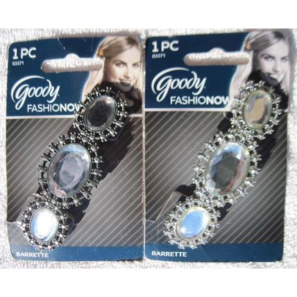 Goody Amelia Fashionow Rhinestone Diamond Fancy Metal Hair Barrette Silver Pewte
