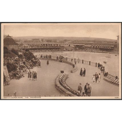 The Promenade, Weston-Super-Mare, Somerset, 1936 - Photochrom Postcard