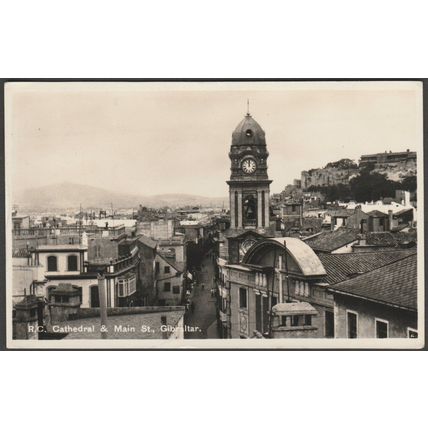 Roman Catholic Cathedral & Main Street, Gibraltar, c.1950s - Rex RP Postcard