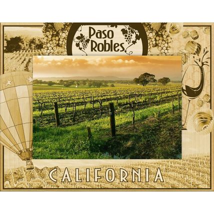 Paso Robles California Laser Engraved Wood Picture Frame Landscape (3 x 5)