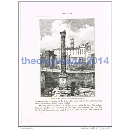 FORUM EXCAVATIONS, ROME, ITALY, BOOK ILLUSTRATION/PRINT, c1891