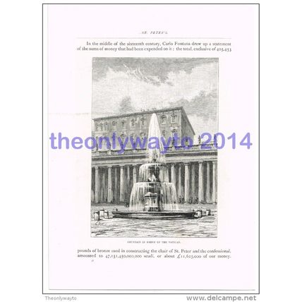 Fountain in front of the Vatican, Rome, Italy, Book Illustration (Print), c1891