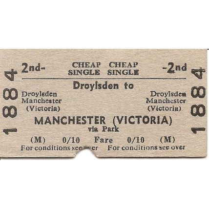B.T.C. Edmondson Ticket - Droylsden to Manchester Victoria via Park