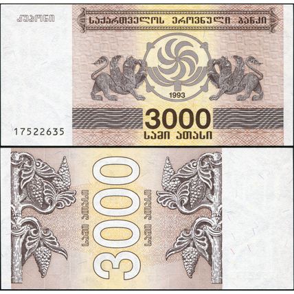 Georgia. Banknote 3000 lari. 1993. Unc. Paper. Cat# P.45a