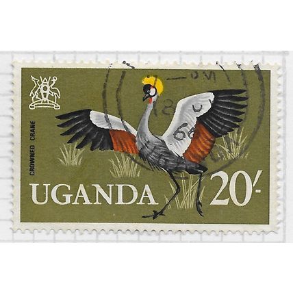 UGANDA 1965 BIRDS CROWNED CRANE 20/- TOP VALUE USED SG126