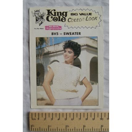 Vintage: King Cole Cotton Look sweater pattern BV5 34-36 inch, 87-92 cm
