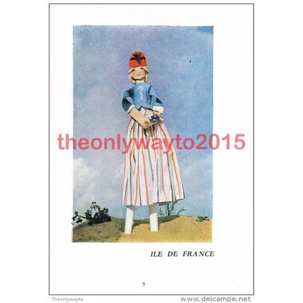 Ile De France (front), Alsace (back), Paper Doll Costumes, Illustration, 1944