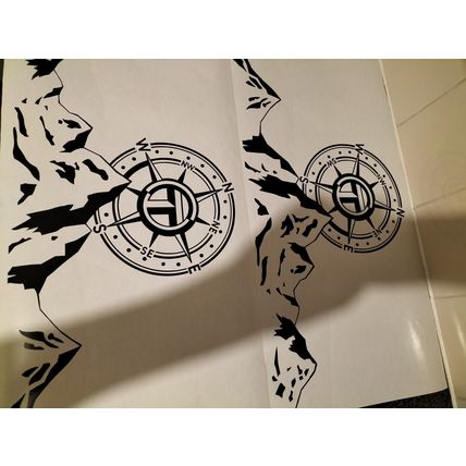 2 x Talbot Express T Logo Decal, Sticker over a Mountain, Large 21in x 10in