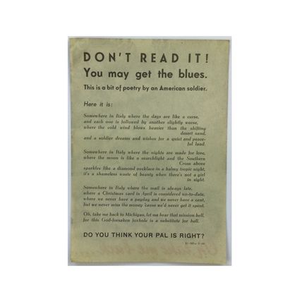 Original WW2 German Air Drop Propaganda Leaflet. - Code AI-045a-3-44. - 1944.
