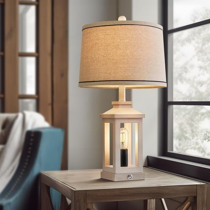 23.75" Retro Farmhouse USB C+A Ports Table Lamp Set of 2 with 3 Way Dimmable Tou