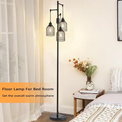 Dimmable Floor Lamp for Living Room, Farmhouse Floor Lamps with Elegant Hanging