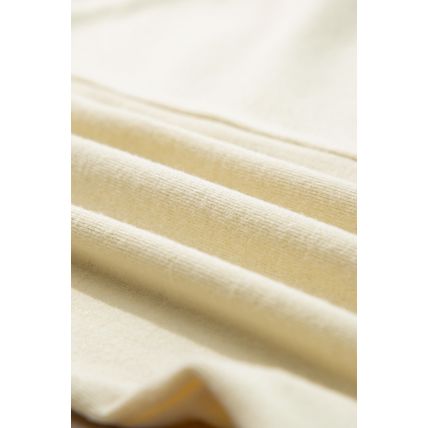 Beige Thermal Knit Patchwork Exposed Seam Long Sleeve Top