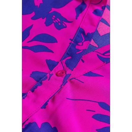 Rose Floral Print Collared Button Neckline Flutter Sleeve Blouse