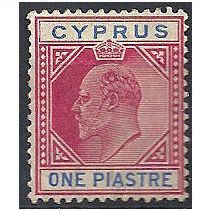 Cyprus 1903 SG52 1pi Carmine & Blue Mounted Mint ..